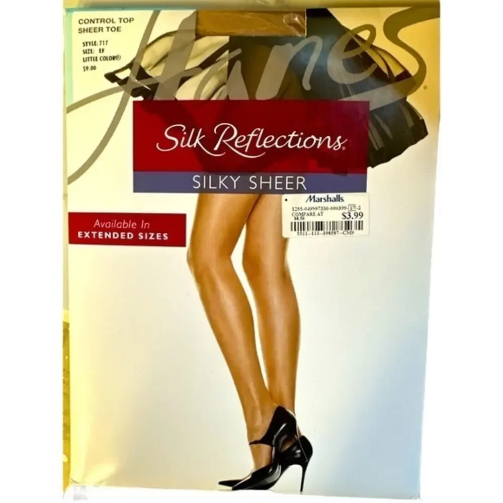Hanes‎ Silk Reflections Control Top Hosiery Sheer Tor Vintage Style 717 Size EF